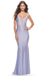 V-neck Sheath Mermaid Jersey Sleeveless Lace-Up Beaded Back Zipper Sheer Fitted Glittering Plunging Neck Natural Waistline Sheath Dress/Evening Dress with a Brush/Sweep Train With Rhinestones