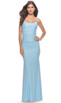 Jersey Natural Waistline Floor Length Scoop Neck Sleeveless Spaghetti Strap Sheath Beaded Back Zipper Fitted Open-Back Sheath Dress/Prom Dress with a Brush/Sweep Train