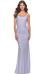 Sleeveless Spaghetti Strap Natural Waistline Jersey Floor Length Scoop Neck Open-Back Fitted Back Zipper Beaded Sheath Sheath Dress/Prom Dress with a Brush/Sweep Train