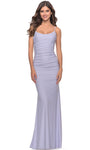 Sleeveless Spaghetti Strap Sheath Natural Waistline Open-Back Beaded Back Zipper Fitted Floor Length Scoop Neck Jersey Sheath Dress/Prom Dress with a Brush/Sweep Train