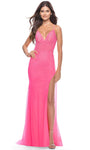 V-neck Tulle Sheath Plunging Neck Open-Back Illusion Slit Back Zipper Tiered Natural Waistline Sleeveless Spaghetti Strap Sheath Dress/Prom Dress with a Brush/Sweep Train