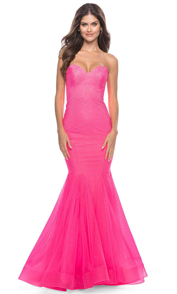 Strapless Natural Waistline Tulle Sweetheart Mermaid Hidden Back Zipper Crystal Fitted Open-Back Beaded Glittering Prom Dress with a Brush/Sweep Train With Rhinestones