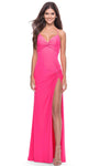 V-neck Jersey Sleeveless Sheath Back Zipper Slit Natural Waistline Sheath Dress/Prom Dress with a Brush/Sweep Train