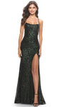 Sheath Sleeveless Spaghetti Strap Beaded Slit Sequined Open-Back Floor Length Natural Waistline Scoop Neck Sheath Dress/Evening Dress/Prom Dress