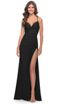 Sophisticated Sweetheart Sheath Empire Waistline Jersey Spaghetti Strap Fitted Ruched Slit Gathered Open-Back Lace-Up Sheath Dress/Prom Dress with a Brush/Sweep Train