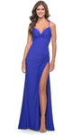 Sophisticated Jersey Sheath Empire Waistline Sweetheart Spaghetti Strap Ruched Fitted Lace-Up Open-Back Gathered Slit Sheath Dress/Prom Dress with a Brush/Sweep Train