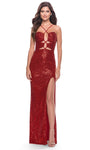 Sophisticated Sheath Floor Length Sweetheart Cutout Open-Back Lace-Up Slit Back Zipper Sequined Natural Waistline Sheath Dress