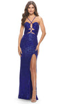 Sophisticated Sheath Natural Waistline Floor Length Open-Back Back Zipper Cutout Sequined Lace-Up Slit Sweetheart Sheath Dress