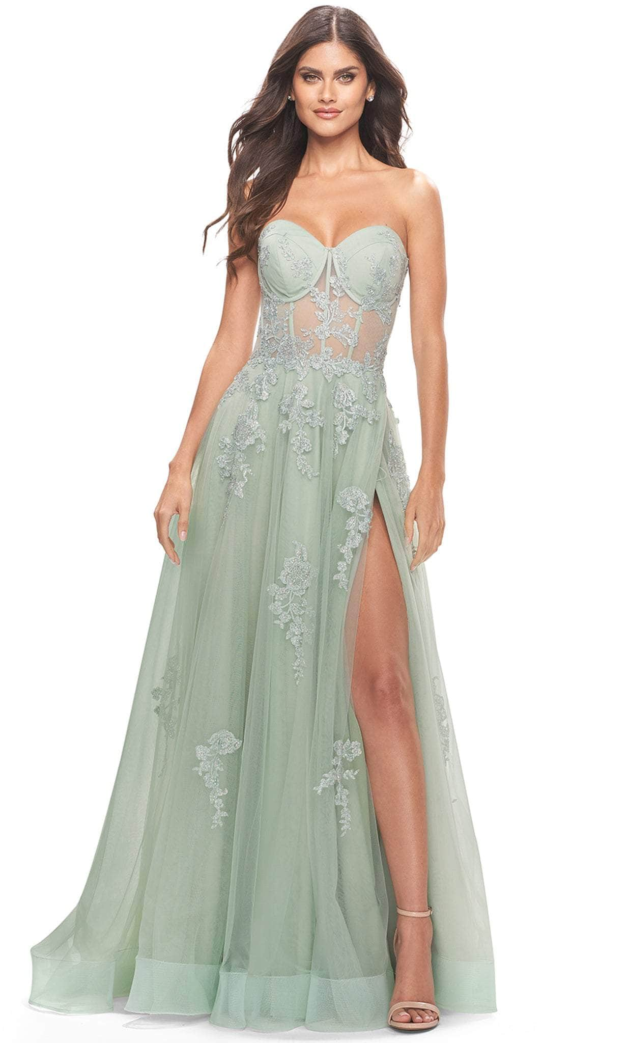 La Femme 31577 - Tulle A-line Strapless Gown
