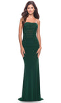 Strapless Jersey Natural Waistline Ruched Sheer Back Zipper Mermaid Straight Neck Prom Dress