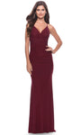 V-neck Jersey Empire Natural Waistline Sheath Fitted Open-Back Ruched Floor Length Sleeveless Spaghetti Strap Bodycon Dress/Sheath Dress/Evening Dress with a Brush/Sweep Train