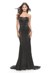 Strapless Fit-and-Flare Mermaid Jersey Sweetheart Corset Natural Waistline Illusion Lace-Up Hidden Back Zipper Fitted Open-Back Mesh Cutout Evening Dress with a Brush/Sweep Train