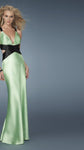 V-neck Halter Plunging Neck Sheath Satin Open-Back Pleated Cutout Sleeveless Empire Waistline Sheath Dress