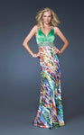 16115 V neck Colorful Splatter Print Long Dress
