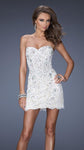 Strapless Sweetheart Lace Cocktail Short Beaded Back Zipper Natural Waistline General Print Sheath Sheath Dress