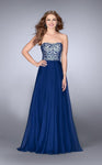 A-line Strapless Chiffon Sweetheart Shirred Beaded Prom Dress/Party Dress by La Femme