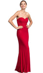 Strapless Floor Length Sheath Back Zipper Applique Fitted Sweetheart Lace Natural Waistline Sheath Dress/Prom Dress with a Brush/Sweep Train