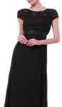 Bateau Neck Applique Wrap Short Sleeves Sleeves Sheath Lace Sheath Dress With a Ribbon