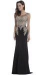 Tall Sophisticated Illusion Applique Bateau Neck Sweetheart Floor Length Sheath Sheath Dress