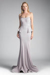 Tall Sophisticated Strapless Floor Length Straight Neck Glittering Beaded Fitted Dress with a Brush/Sweep Train