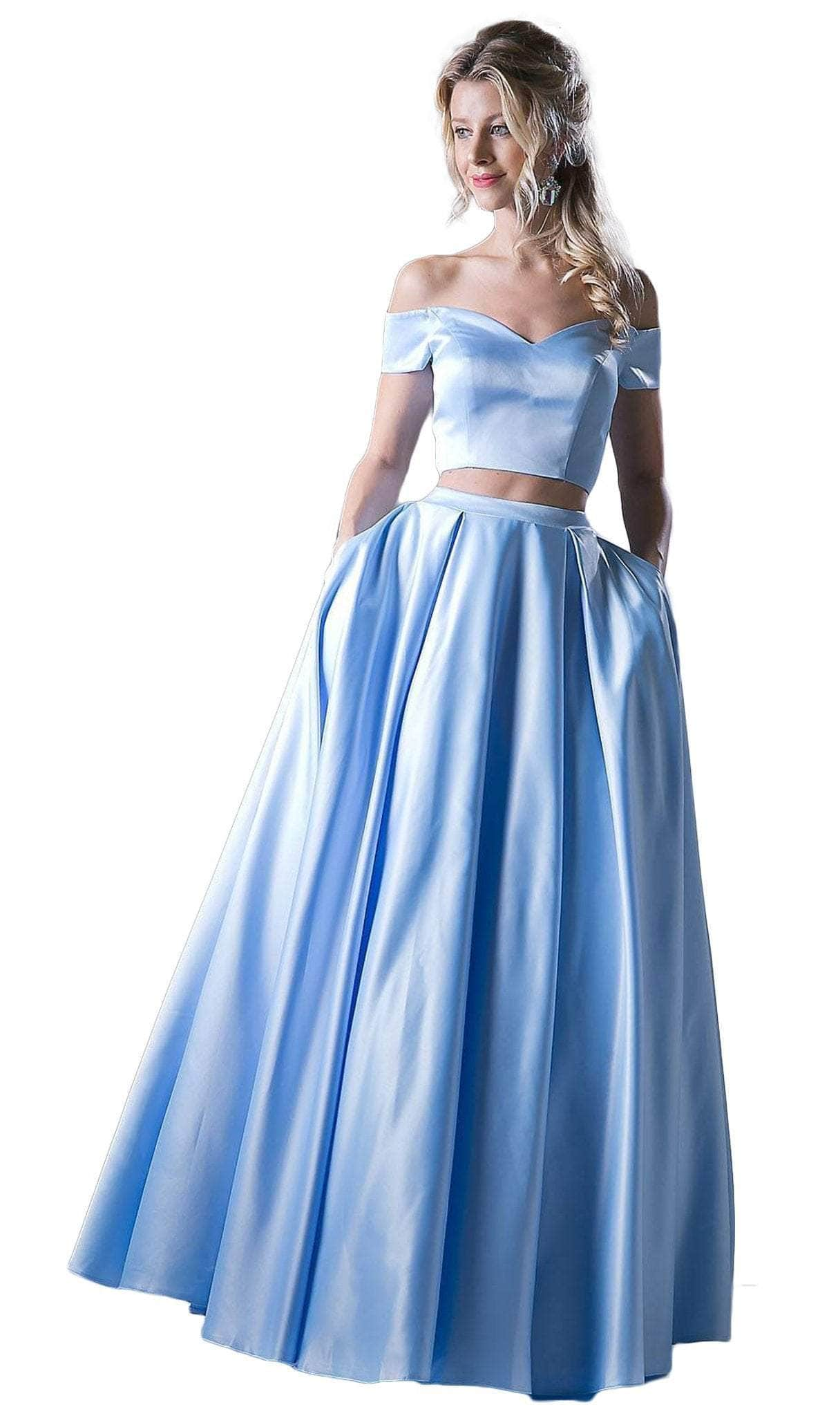 Ladivine 62242 - Off-Shoulder Two Piece A-line Dress
