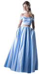 A-line Off the Shoulder Floor Length Fitted Back Zipper Princess Seams Waistline Party Dress