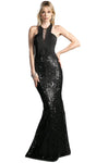 Sophisticated Sheath Jeweled Neck Lace Open-Back Sequined Sleeveless Sheath Dress/Evening Dress with a Brush/Sweep Train