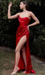 Fall Satin Sweetheart Sheath Lace-Up Slit Off the Shoulder Spaghetti Strap Basque Corset Waistline Sheath Dress with a Brush/Sweep Train