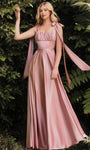 A-line Sleeveless Fall Satin Ruched Open-Back Empire Waistline Evening Dress/Prom Dress by Ladivine