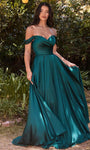 A-line Off the Shoulder Sweetheart Satin Flowy Faux Wrap Ruched Slit Floor Length Natural Waistline Evening Dress with a Brush/Sweep Train