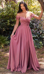 A-line Satin Natural Waistline Off the Shoulder Flowy Ruched Slit Faux Wrap Floor Length Sweetheart Evening Dress with a Brush/Sweep Train