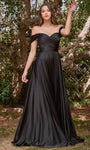 Sophisticated A-line Floor Length Off the Shoulder Natural Waistline Sweetheart Draped Slit Ruched Faux Wrap Evening Dress with a Brush/Sweep Train