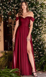 Sophisticated A-line Natural Waistline Sweetheart Floor Length Draped Slit Faux Wrap Ruched Off the Shoulder Evening Dress with a Brush/Sweep Train