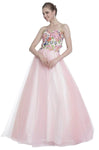 Strapless Floral Print Beaded Fitted Pleated Embroidered Floor Length Sweetheart Natural Waistline Evening Dress