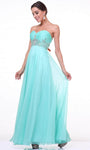 A-line Strapless Floor Length Sweetheart Chiffon Empire Waistline Pleated Beaded Ruched Fitted Open-Back Gathered Flowy Crystal Back Zipper Dress with a Brush/Sweep Train