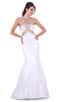 High-Neck Sweetheart Cutout Fitted Keyhole Sheer Crystal Open-Back Evening Dress with a Brush/Sweep Train