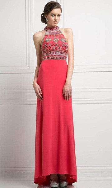 Sophisticated Floor Length Fitted Keyhole Beaded Back Zipper Cutout General Print Sleeveless Natural Waistline Sheath Halter Sheath Dress/Party Dress