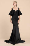 Sophisticated Fall Cutout Sheer Floor Length Natural Waistline Cold Shoulder Flutter Short Sleeves Sleeves Off the Shoulder Bandeau Neck Notched Collar Plunging Neck Portrait Neck Square Neck Mermaid 