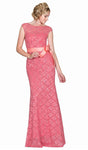 Floor Length Bateau Neck Sweetheart Illusion V Back Lace Cap Sleeves Dress With a Bow(s)