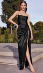 Tall Sheath Straight Neck Floor Length Slit Draped Spaghetti Strap Natural Waistline Sheath Dress/Prom Dress