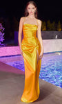 Tall Slit Draped Natural Waistline Straight Neck Sheath Spaghetti Strap Floor Length Sheath Dress/Prom Dress