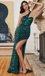 Sexy Slit Asymmetric Sequined Natural Waistline Sleeveless Sheath Sheath Dress/Prom Dress with a Brush/Sweep Train