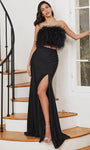 Mermaid Natural Waistline Slit Straight Neck Jersey Prom Dress with a Brush/Sweep Train