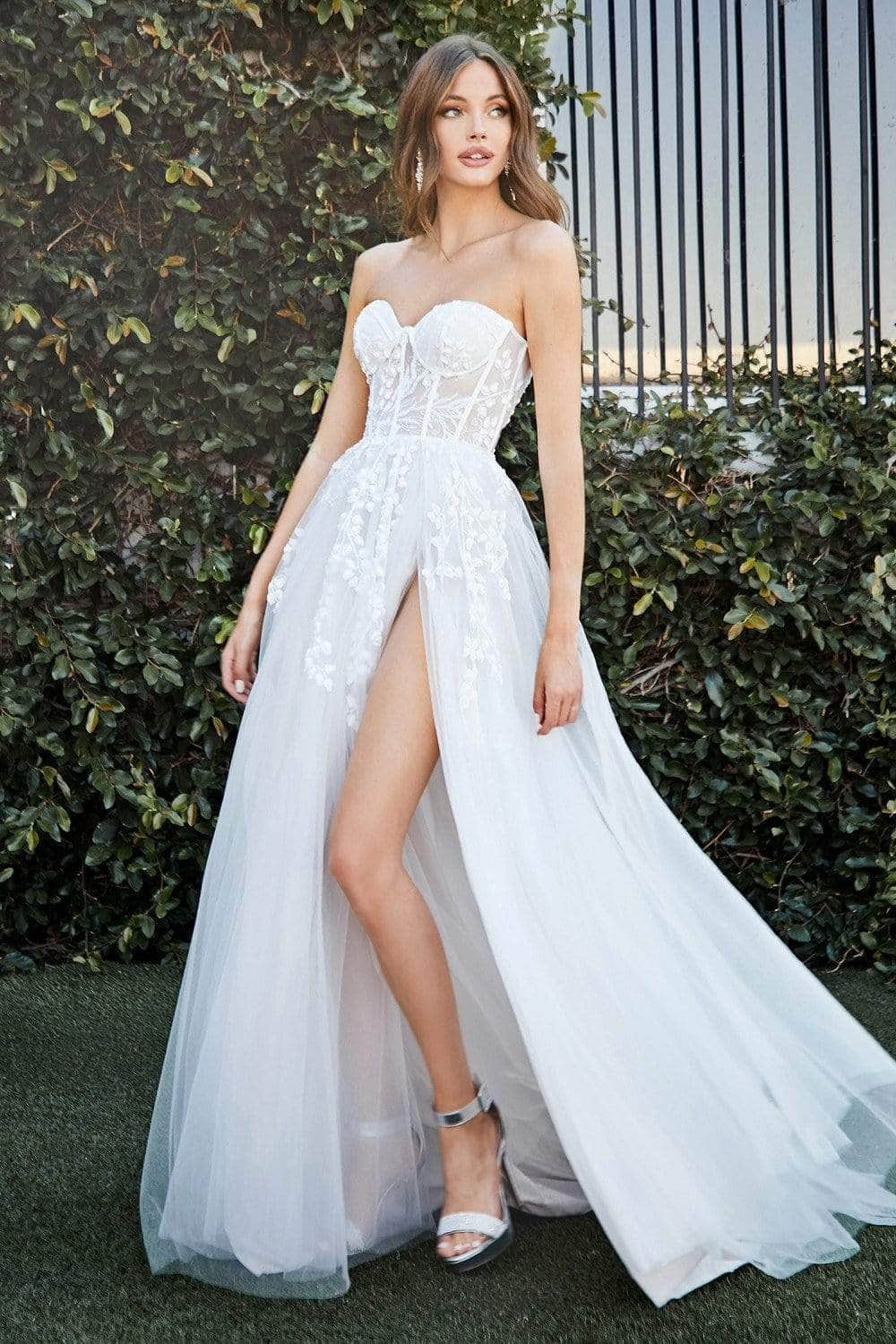 Ladivine Bridal - CB065W Strapless Bustier Applique Tulle Wedding Gown
