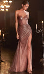 Sexy Sophisticated Strapless Sheath Slit Illusion Open-Back Sheer Glittering Corset Natural Waistline Sweetheart Sheath Dress/Prom Dress with a Brush/Sweep Train