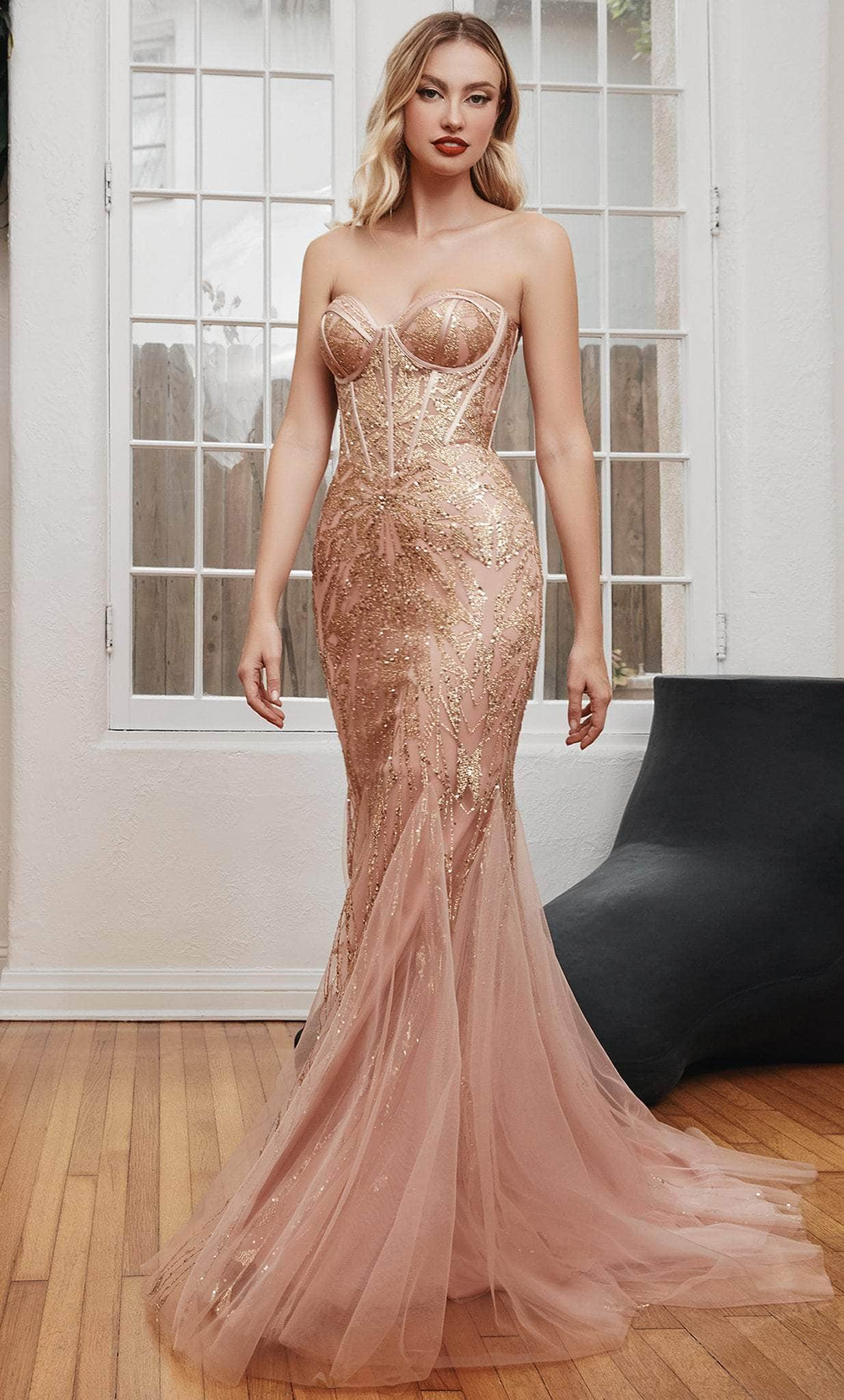 Ladivine CB116 - Strapless Beaded Mermaid Prom Gown
