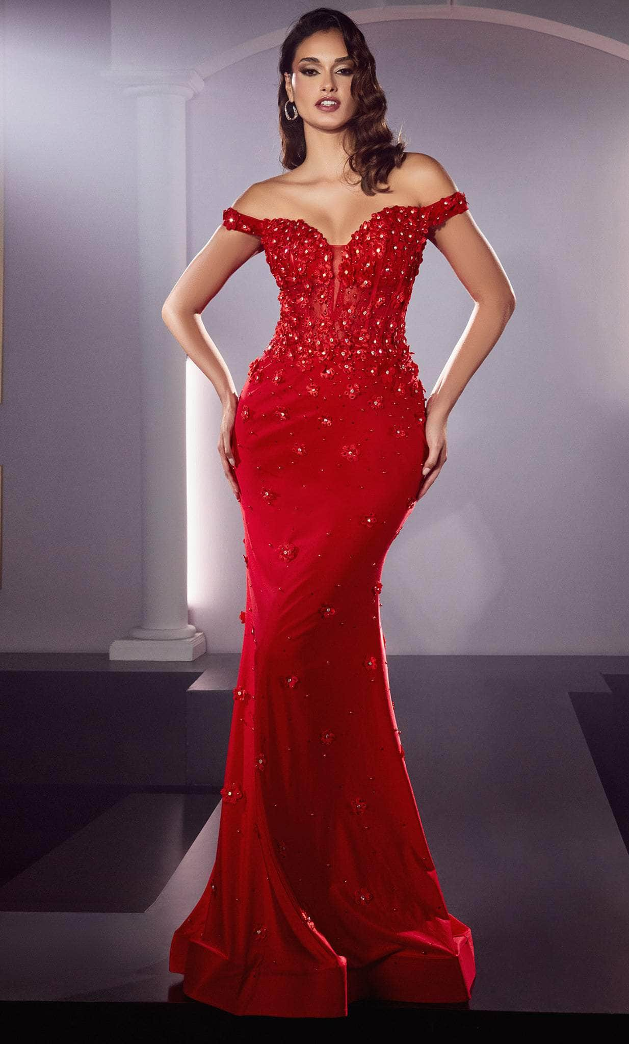 Ladivine CC8952 - Plunging Sweetheart Classic Prom Gown
