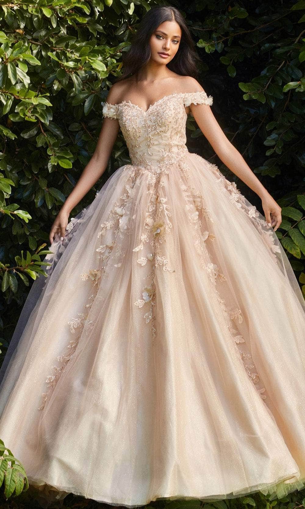 Ladivine CD0185 - Off Shoulder Layered Tulle Ballgown
