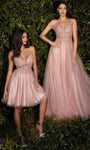 A-line V-neck Natural Waistline Sleeveless V Back Beaded Hidden Back Zipper Glittering Sheer Evening Dress/Prom Dress