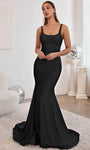 Empire Waistline Sleeveless Tank Scoop Neck Lace-Up Open-Back Mermaid Prom Dress with a Brush/Sweep Train